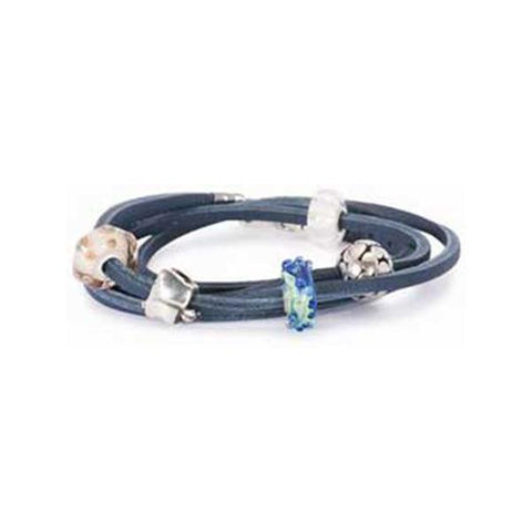 Leather Bracelet, Blue 17.7 Inch - Trollbeads Leather Bracelet - Centerville C&J Connection, Inc.