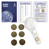 Buffalo Nickel Starter Collection Kit, Whitman Folder, Six Dated Nickels, Magnifier & Checklist - Centerville C&J Connection, Inc.
