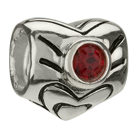 January Garnet Swarovski Heart Bead - Chamilia - Centerville C&J Connection, Inc.