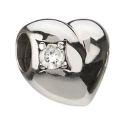 Silver Heart Clear CZ Bead - Chamilia - Centerville C&J Connection, Inc.