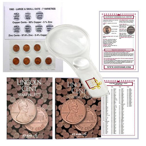 Lincoln Penny Starter Collection Kit with 1982 Varieties, Two H.E. Harris Folders, Magnifier & Checklist - Centerville C&J Connection, Inc.