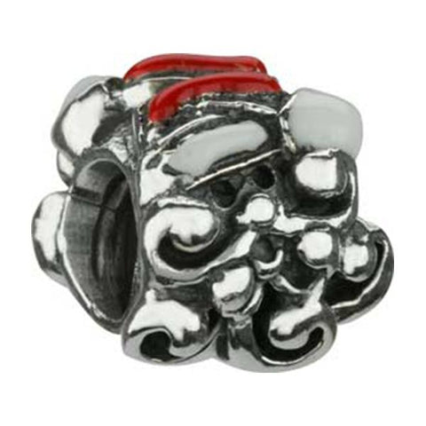 Silver Enamel Jolly Santa Bead - Centerville C&J Connection, Inc.