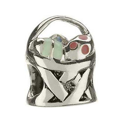 Silver Enamel Easter Basket with Eggs Bead - Centerville C&J Connection, Inc.