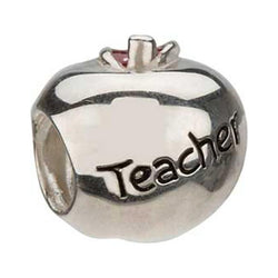 Silver Enamel Teacher's Apple Bead - Chamilia - Centerville C&J Connection, Inc.