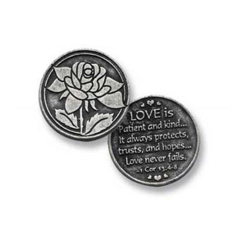 Love Rose Pewter Pocket Token PT107 - Centerville C&J Connection, Inc.