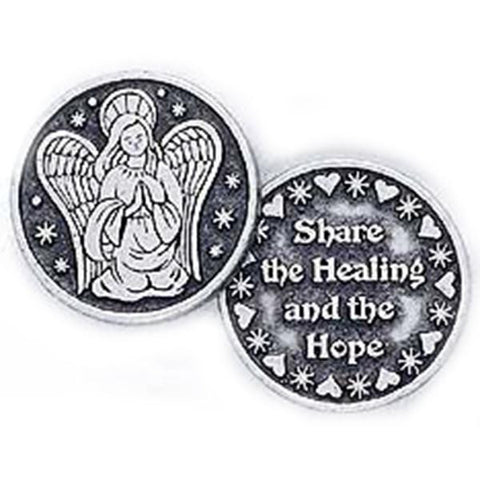Share The Healing Angel Pewter Pocket Token PT173 - Centerville C&J Connection, Inc.