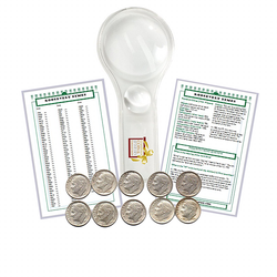 Silver Roosevelt Dime Starter Collection Kit, Ten Circulated Silver Roosevelt Dimes, Magnifier & Checklist - Centerville C&J Connection, Inc.